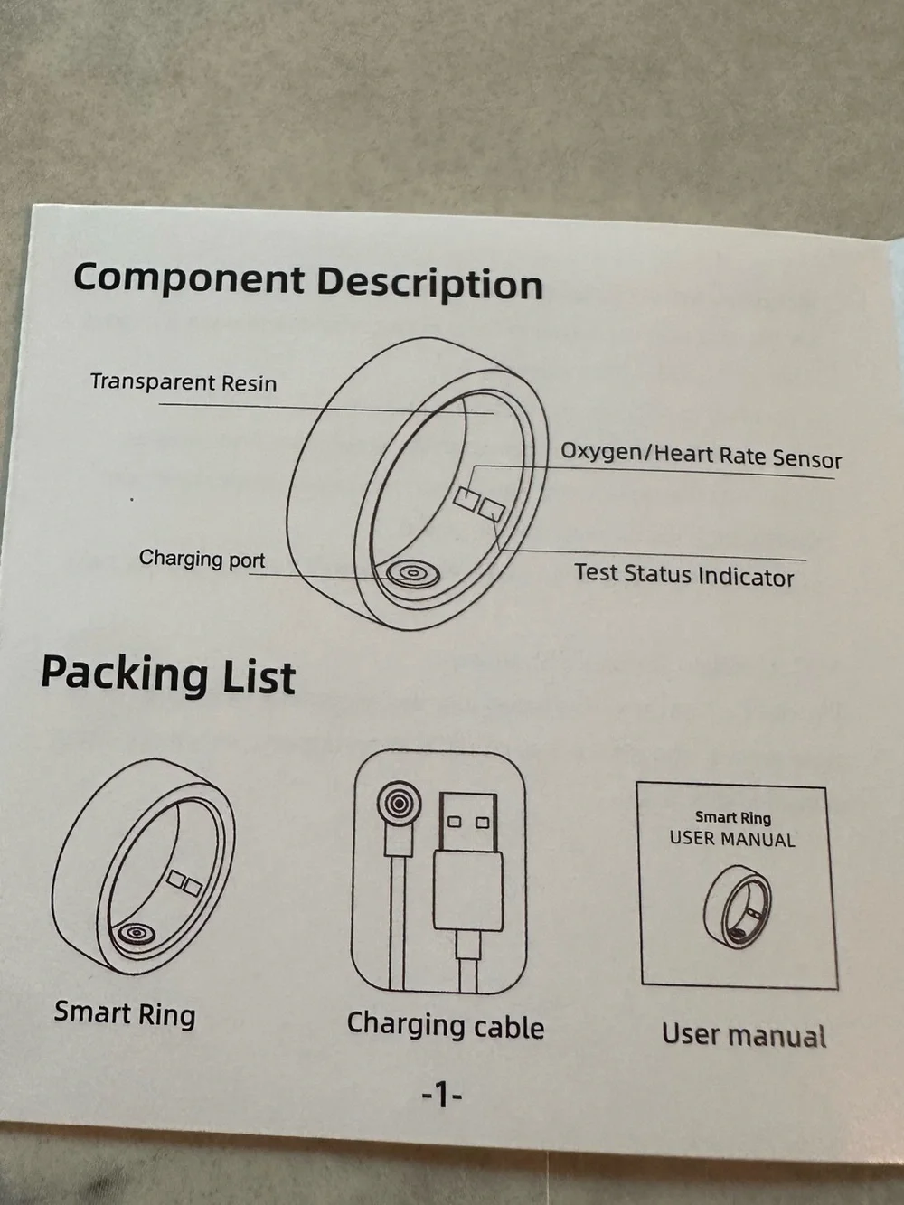 Smart Ring Health Tracker - size 7 gold